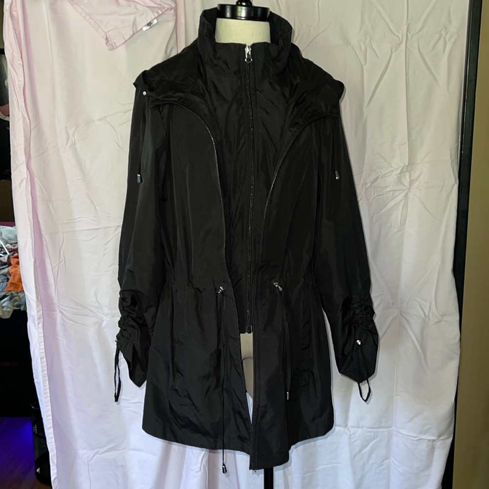 Black Cinched Rain Coat